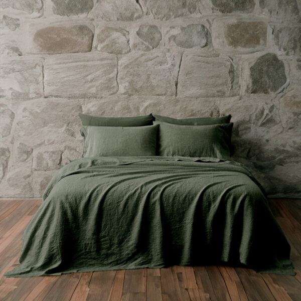 lenzuola stone washed verde militare